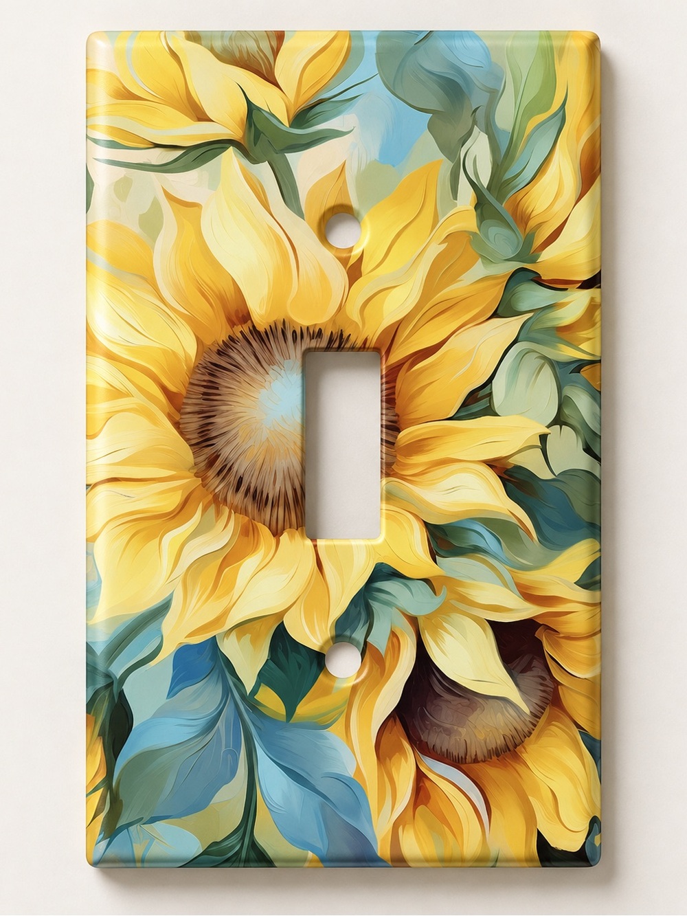 Handmade Yellow Sunflower Floral Toggle Light Switch Cover Plate